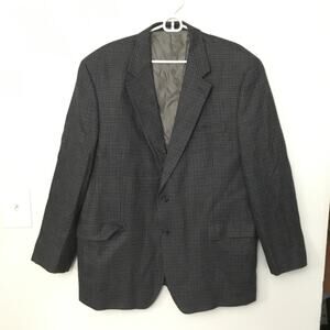 Ralph Lauren Chaps Jacket 46R Gray/Black Wool Blazer Coat Houndstooth